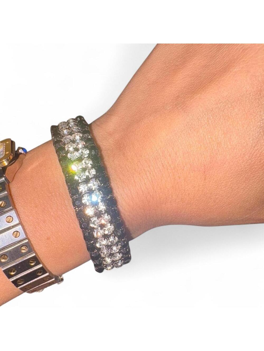 Black and silver rhinestone bracelet #bling #jewelry